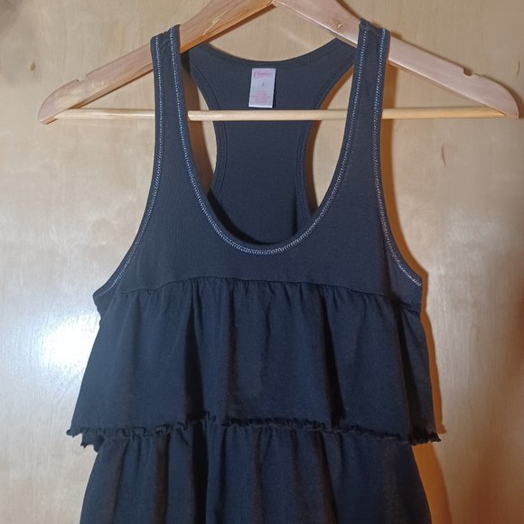 CANDIE'S VINTAGE 2PC Black Silver Trim Ruffle Babydoll Slip & Panty Set_Large - Picture 3 of 10